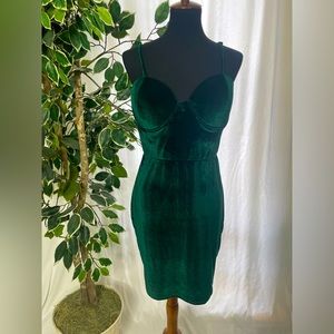 Velvet green bustier dress